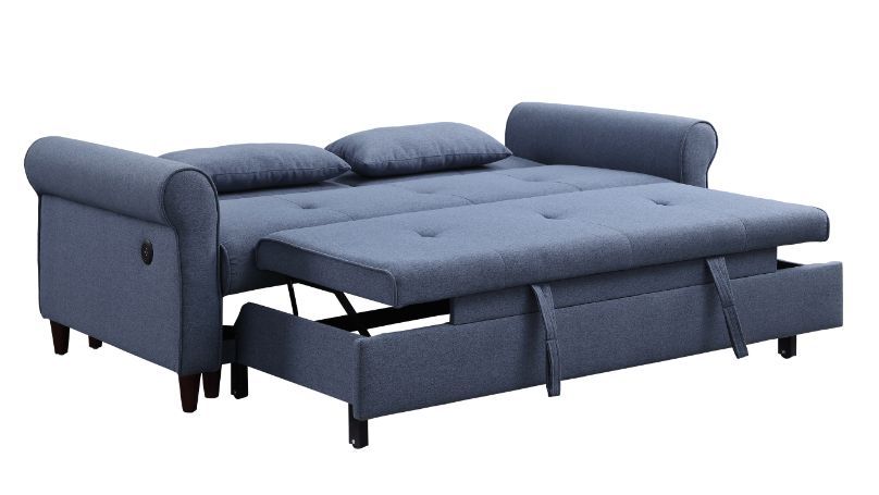 Nichelle - Sofa With Sleeper - Blue Fabric