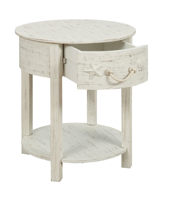 Sanibel - One Drawer Accent Table - White Rub