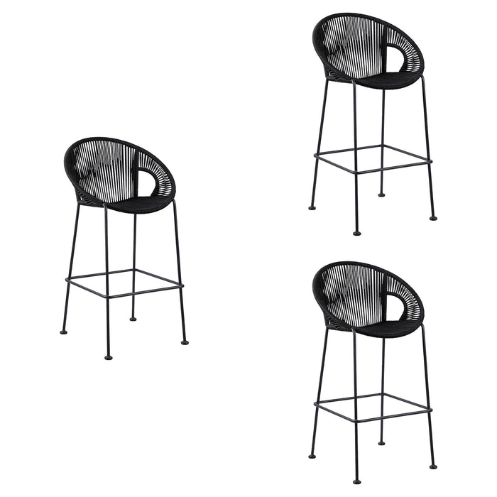 Acapulco - Indoor Outdoor Steel Bar Stool With Rope Set