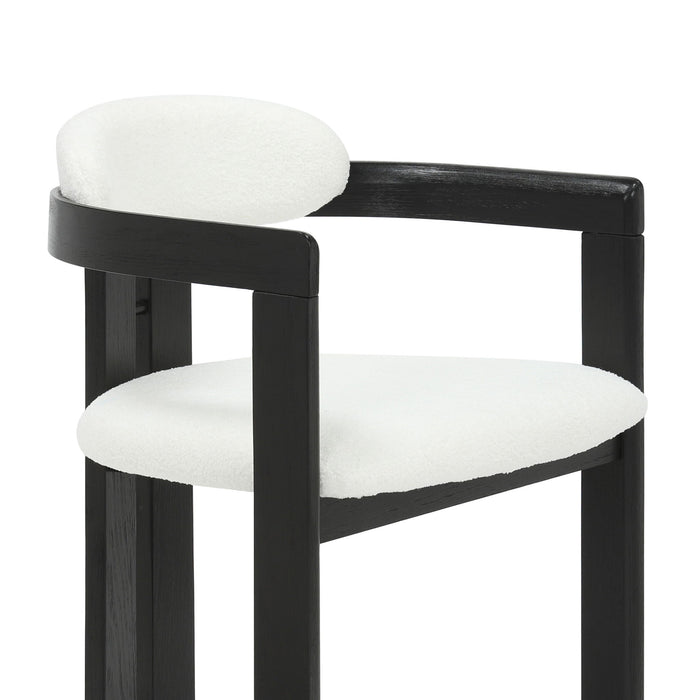 Jazmin - Curved Back Wood Dining Chair With Boucle Fabric Seat Set