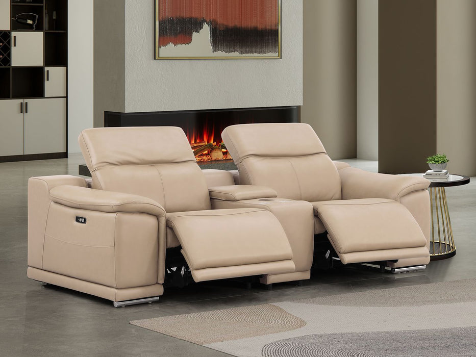 2679 - Genuine Leather Console Loveseat With Dual Power Recliners