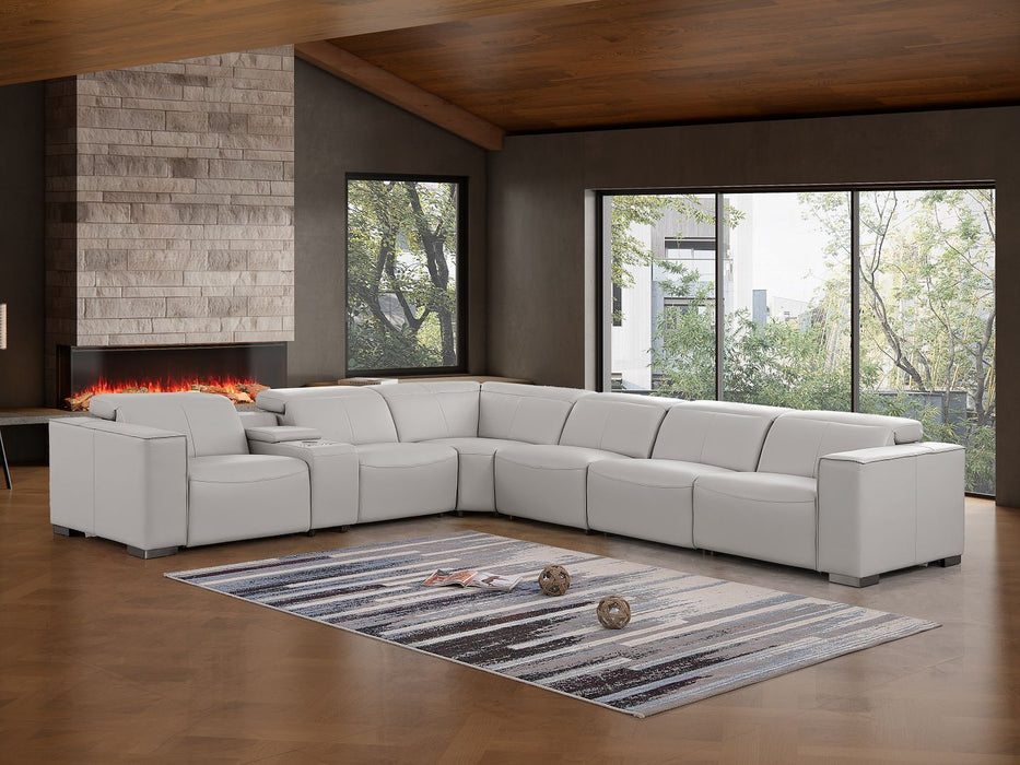 1208 - 7 Piece L-Shaped Leather Reclining Sectional With 4 Power Recliners