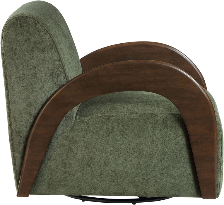 Neria - Chenille Fabric Upholstered Swivel Accent Chair - Painted Brown Base