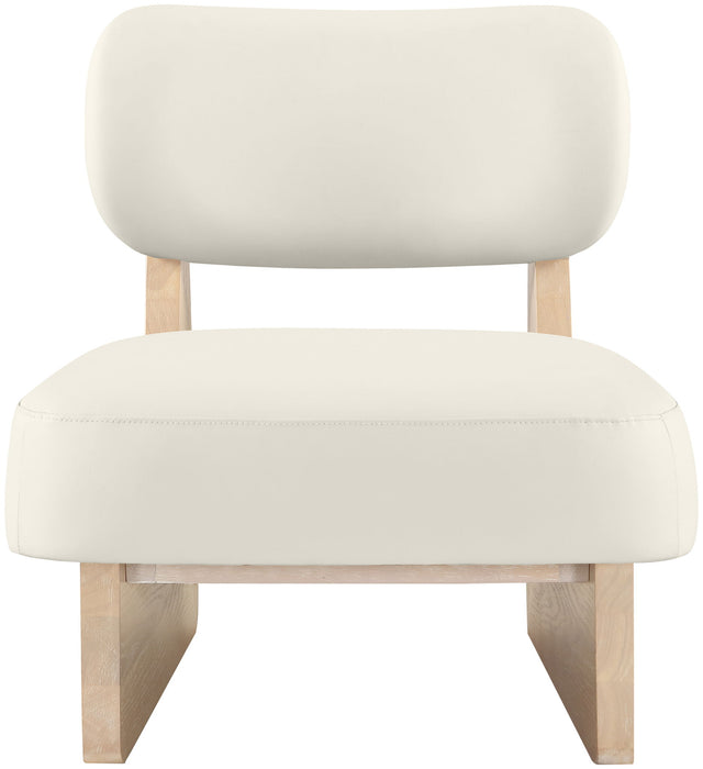 Vetra - Vegan Leather Upholstered Accent Chair With Natural Base