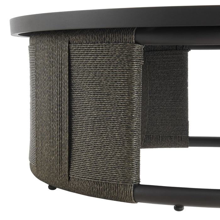 Brampton - Powder Coated Metal Round Outdoor Coffee Table With Aluminum Table Top - Gray