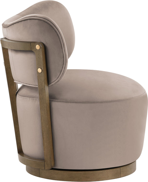 Elara - Velvet Upholstered Swivel Accent Chair - Taupe