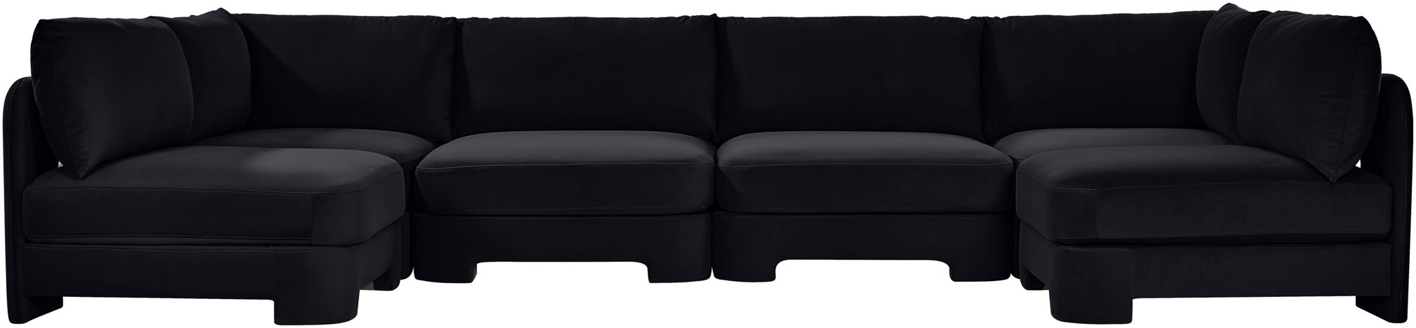 Hammond - Velvet Performance Fabric Upholstered 6 Piece U-Shaped Armless Sectional