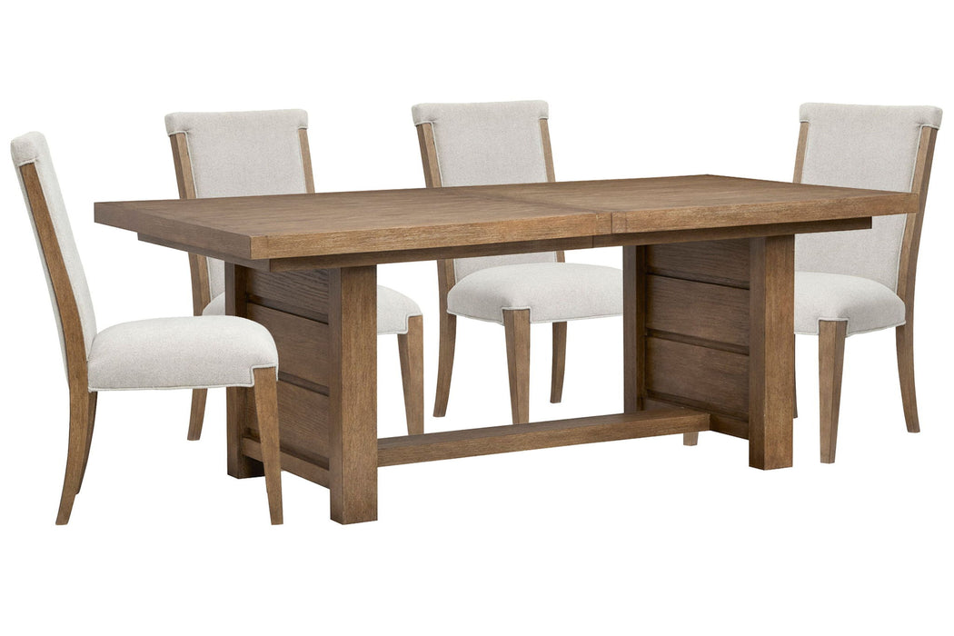 Plum Creek - 5 Piece Extendable Trestle Dining Table Set