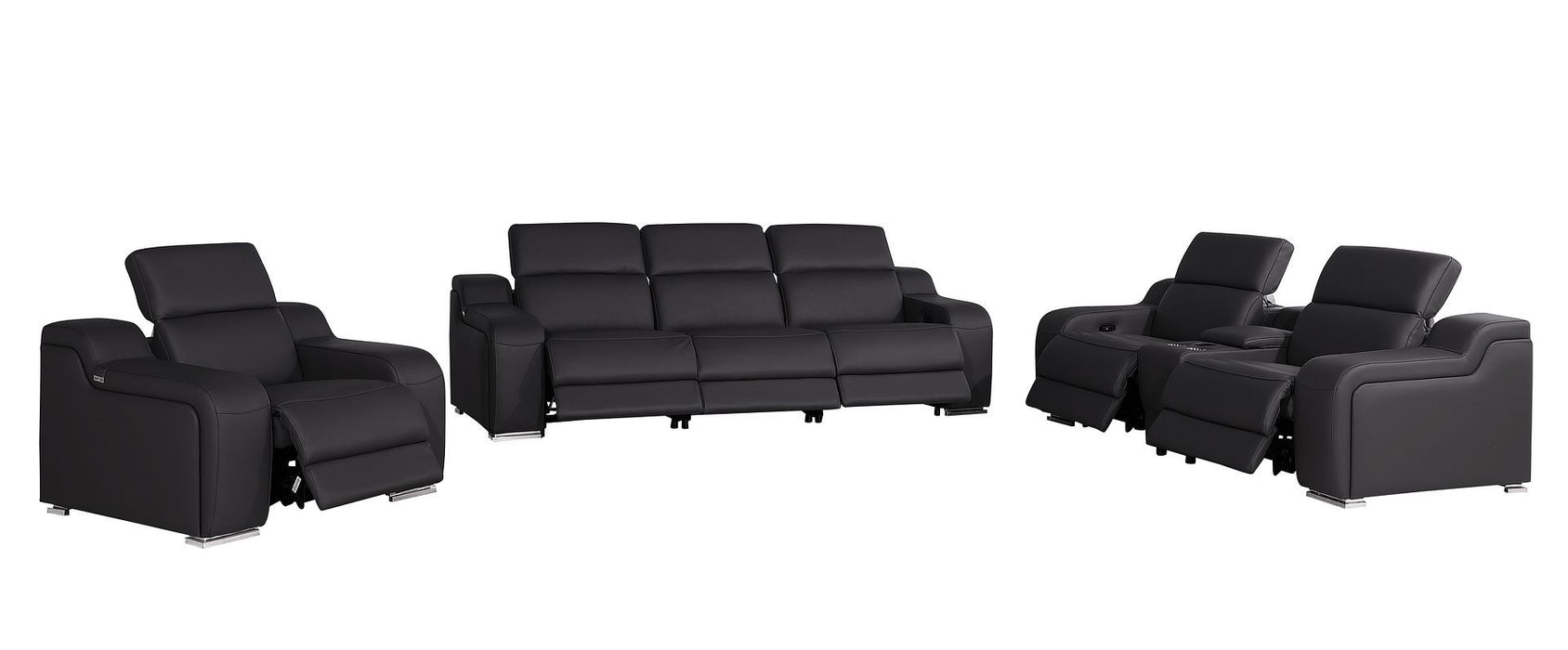 1116 - 7-Piece Modular Power Reclining Sofa, Loveseat & Chair Set In With 6 Power Recliners & Power Headrests