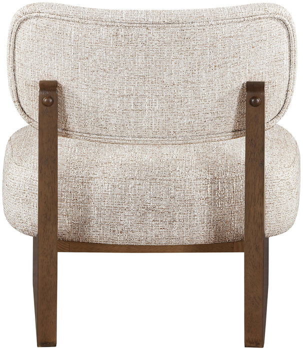 Vetra - Linen Textured Fabric Upholstered Accent Chair With Brown Base