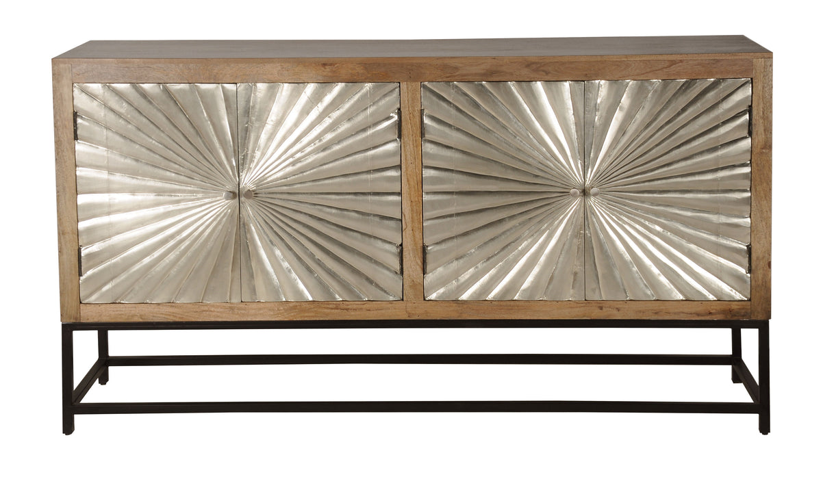 Sparks - Four Door Credenza - Sparkler Brown / Silver