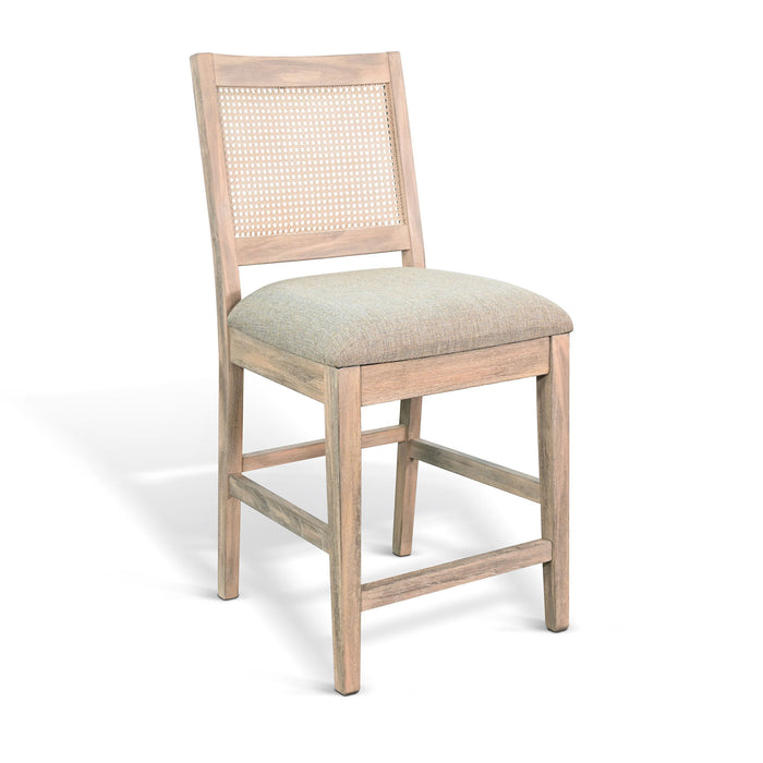 Cane Back Cushion Seat Counter Stool (Set of 2) - Wheat