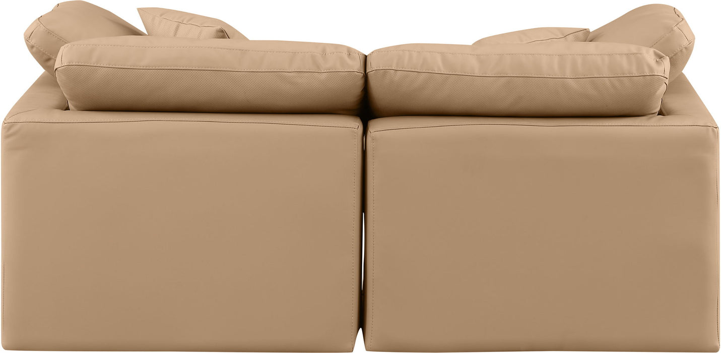 Indulge - Faux Leather 2 Piece Modular Sofa - Tan