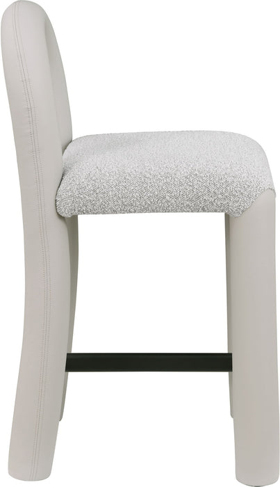 Amari - Vegan Leather and Boucle Fabric Stool