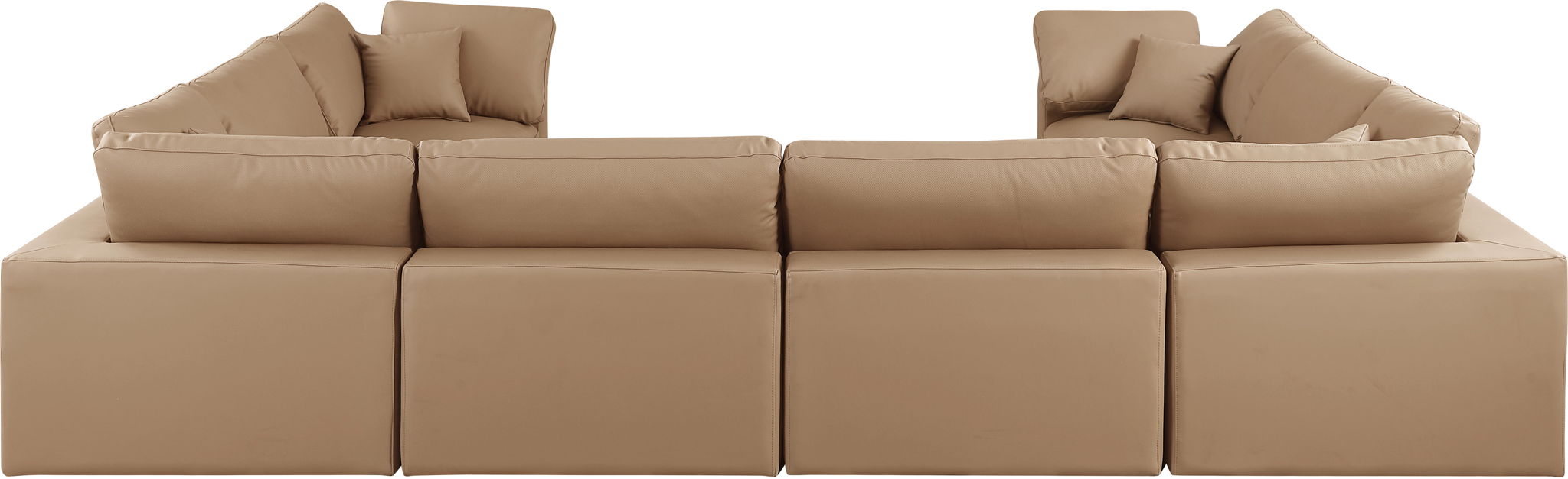 Comfy - 8 Piece Faux Leather Modular Sectional - Tan