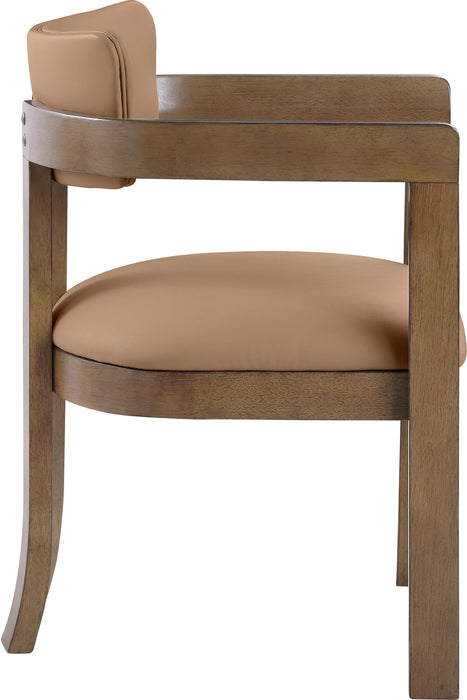 Lavrin - Vegan Leather Upholstered Dining Arm Chair (Set of 2) - Walnut Base