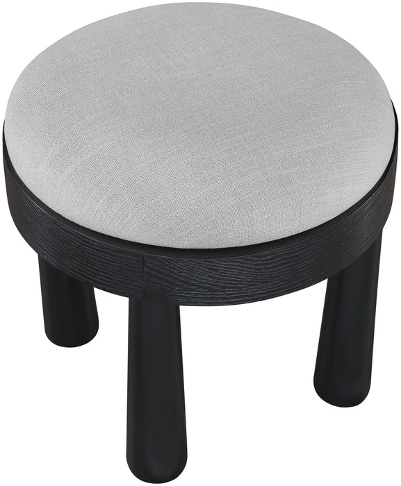 Larea - Linen Textured Fabric Ottoman - Black Base