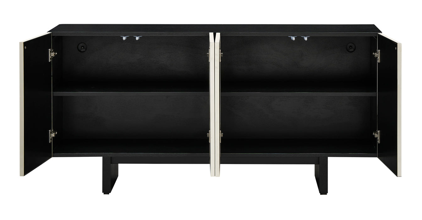 Gunton - Four Door Credenza - Silver / Black