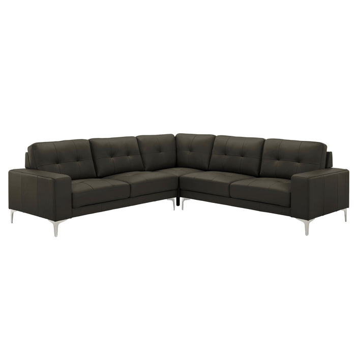 Pimentel - Leather Sectional Sofa With Tufted Back And Track Arms