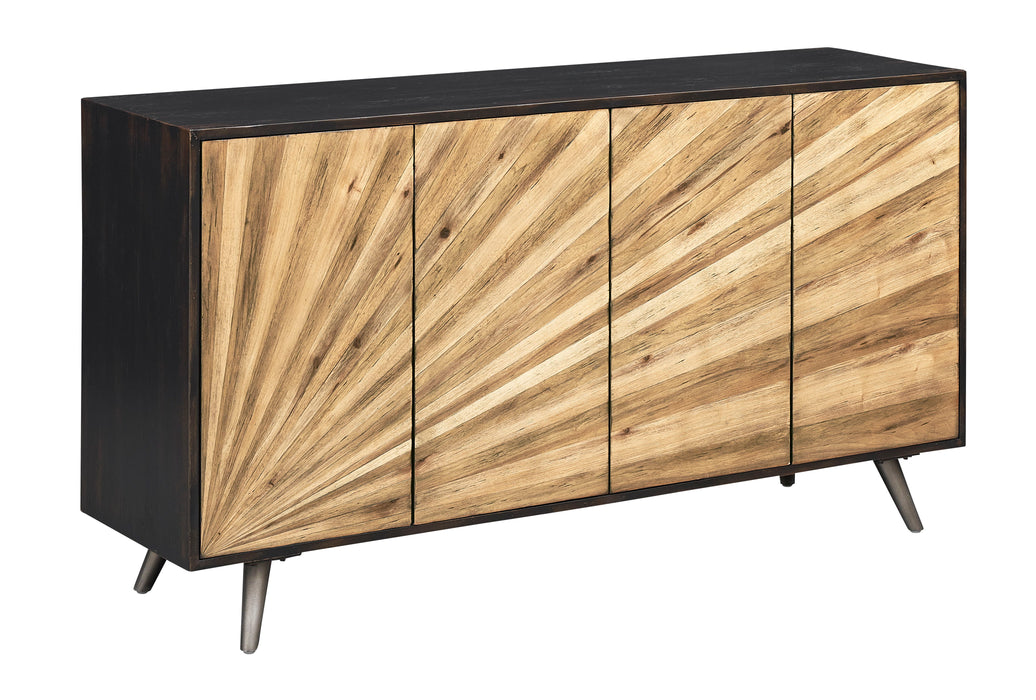 Nimbus - Four Door Credenza - Distressed Black / Natural