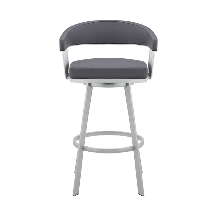 Chelsea - 29" Slate Gray Faux Leather And Silver Metal Bar Stool