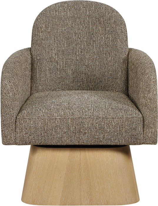 Marlowe - Linen Textured Fabric Upholstered Swivel Accent Chair - Stained Natural