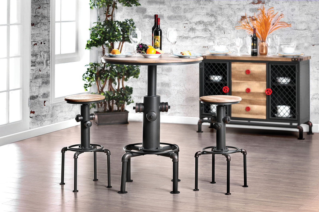 Foskey - Bar Table - Antique Black / Natural Tone