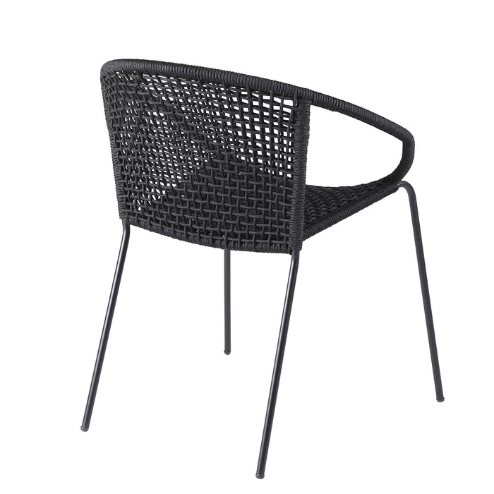 Sydney And Snack - 5 Piece Outdoor Patio Dining Set - Black Rope With Black Eucalyptus Wood