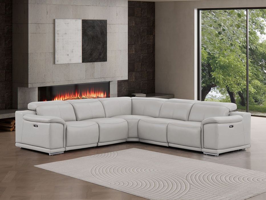 2679 - 5-Piece L-Shaped Power Reclining Sectional In Genuine Leather (3 Recliners)