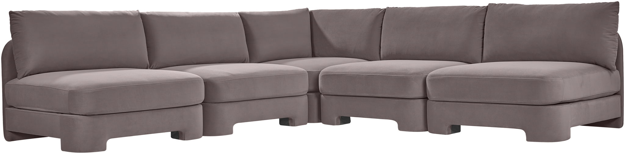 Hammond - Velvet Performance Fabric Upholstered 5 Piece Armless Sectional