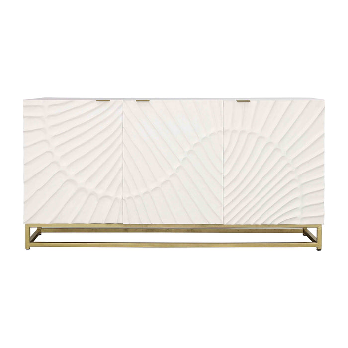 Fallow - Three Door Credenza - White / Gold