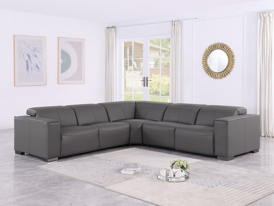 1208 - Leather Reclining Set (Sofa & Loveseat With Four Power Recliners)