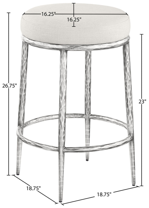 Ferro - Upholstered Backless Counter Stool With Brushed Silver Base