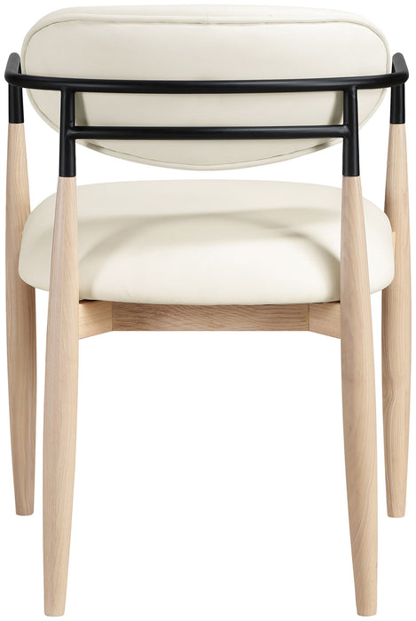 Riccio - Faux Leather Dining Arm Chair (Set of 2) - Natural Frame