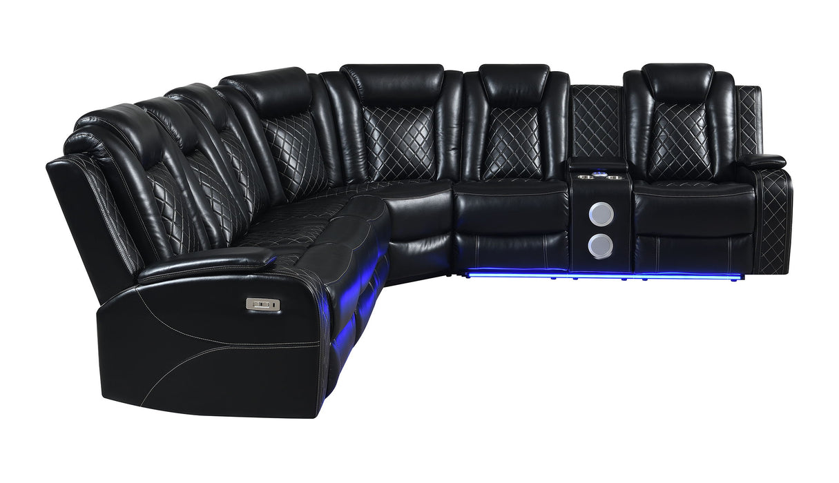 Orion - 3 Piece Power Sectional - Black