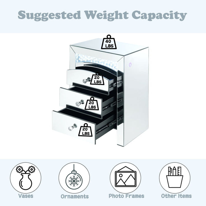 Nysa - Accent Table With LED - Mirrored & Faux Crystals