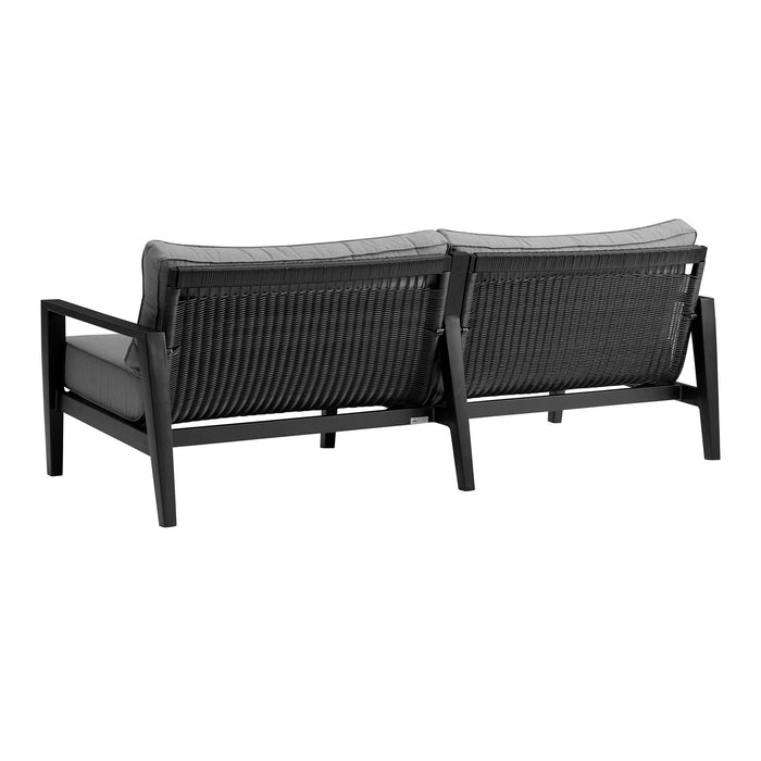 Cayman - 4 Piece Black Aluminum Outdoor Seating Set With Dark Gray Cushions