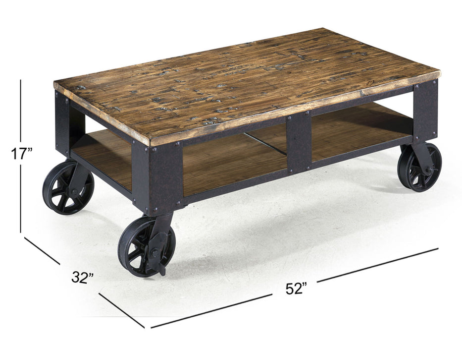 Pinebrook - Rectangular 2 Braking Casters Cocktail Table Set
