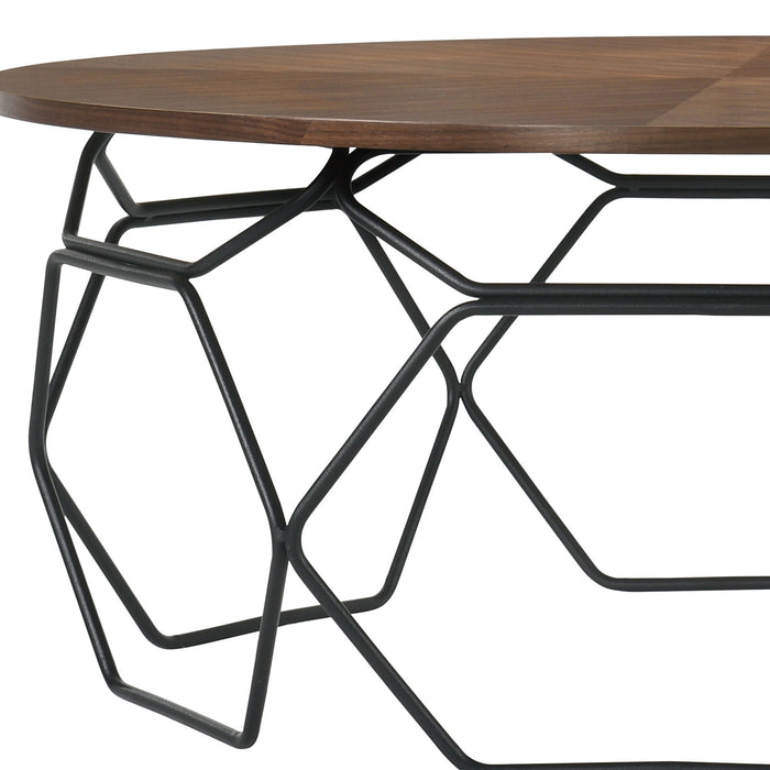 Cosmo - Walnut Veneer Coffee Table With Metal Base - Black