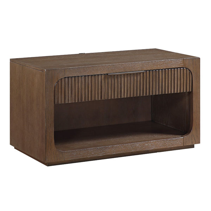 Leanna - Nightstand With Wood Top - Brown Oak