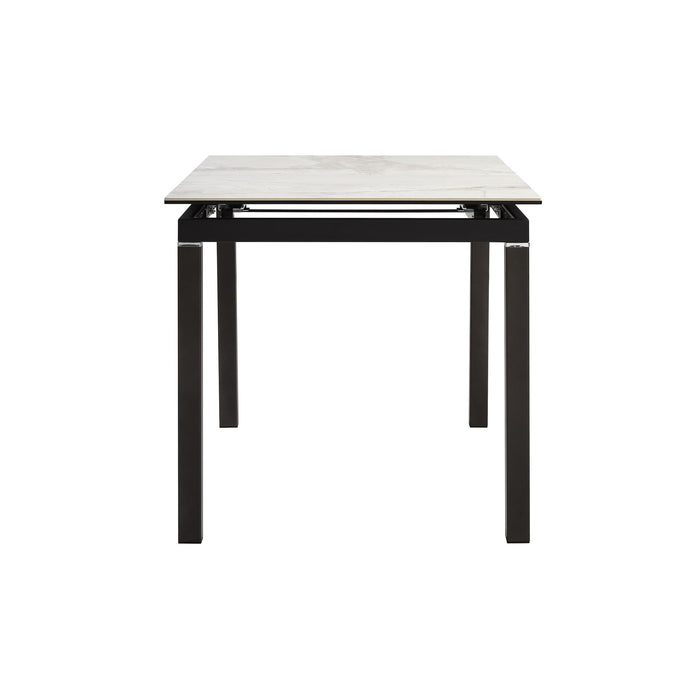 Giana - Extendable Dining Table Stone And Metal - Gray / Black