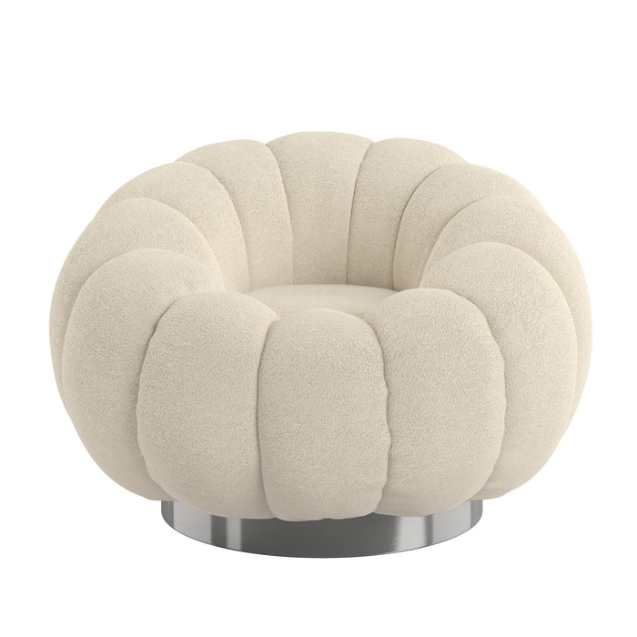 Lily - Pumpkin Swivel Accent Chair - Beige