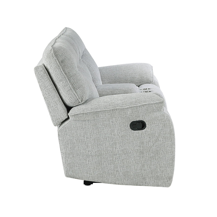 Chablis - Reclining Console Loveseat - Mist Gray