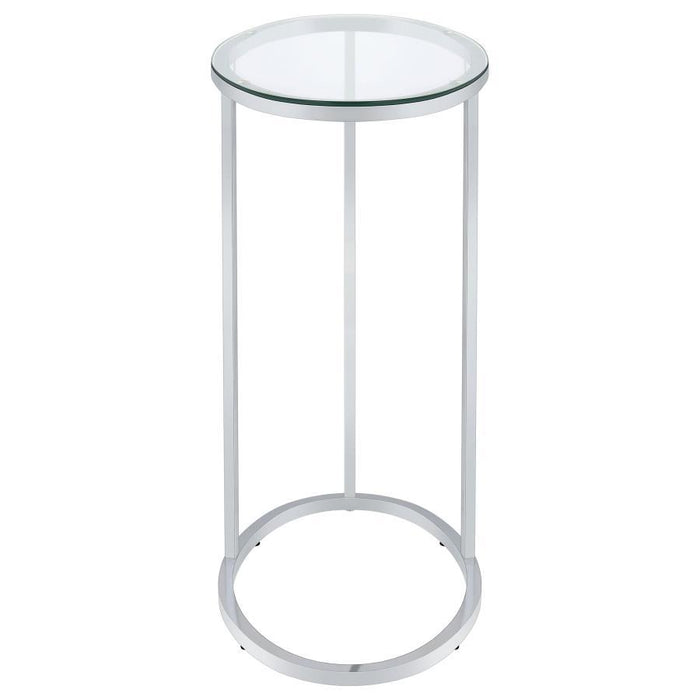 Kyle - Oval Glass Top C-Shaped Sofa Side Table - Chrome