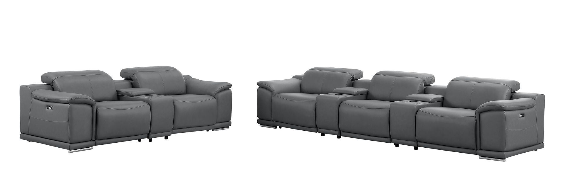 2679 - Power Reclining Sofa And Loveseat In Genuine Leather (5 Recliners With Power Headrests & 3 Consoles)