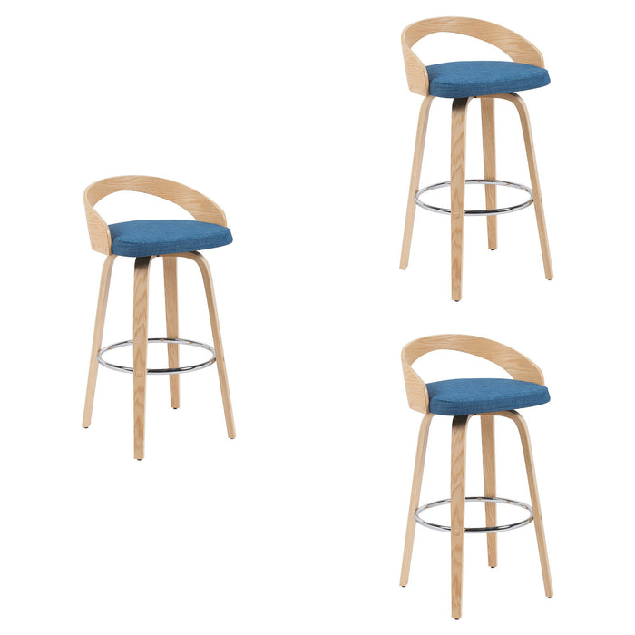 Sonia - Modern Swivel Bar Height Stool - Patterned Oak Wood Finish