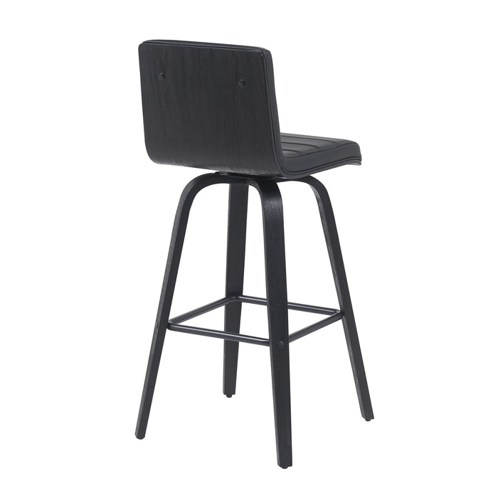 Vienna - Modern Swivel Bar Height Stool - Black Brushed Wood Frame
