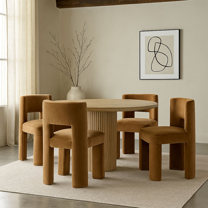 Zuno - Velvet Performance Fabric Upholstered Dining Chair (Set of 2) - Saddle