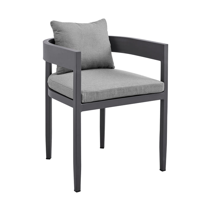 Menorca - Outdoor Patio 5-Piece Dining Table Set In Aluminum With Gray Cushions