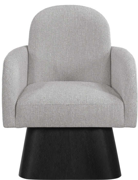 Marlowe - Linen Textured Fabric Upholstered Swivel Accent Chair - Stained Black